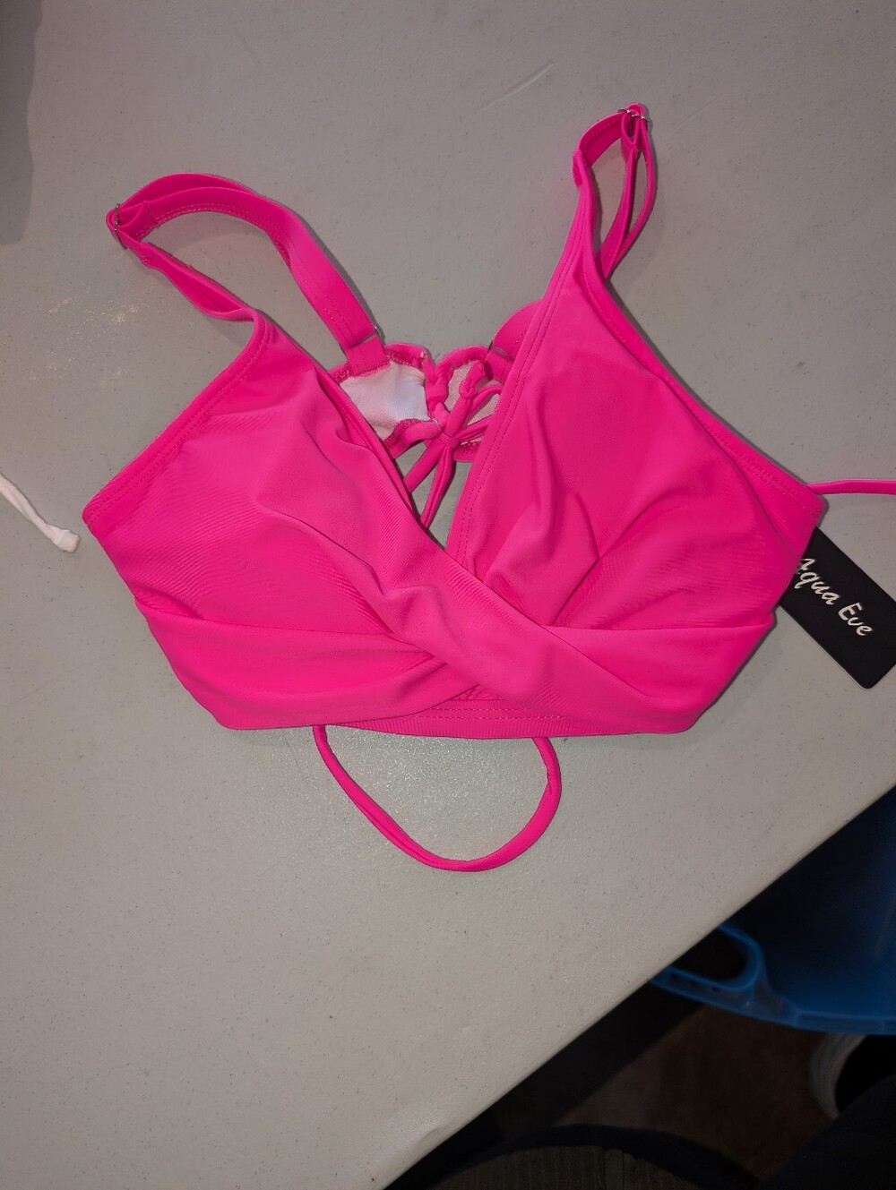 Aqua Eve Women's Hot Pink Lace-Up Bikini Top